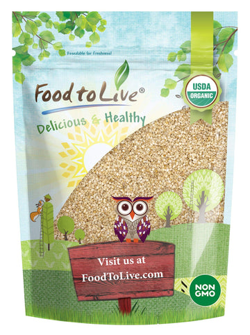 Food To Live Organic Unhulled Sesame Seeds, 2 Pounds — Non-Gmo, Whole Natural Raw White Sesame Seeds, Kosher, Vegan, Bulk, Rich In Dietary Fiber, Protein, & Iron. Crunchy Texture. Great For Baking.
