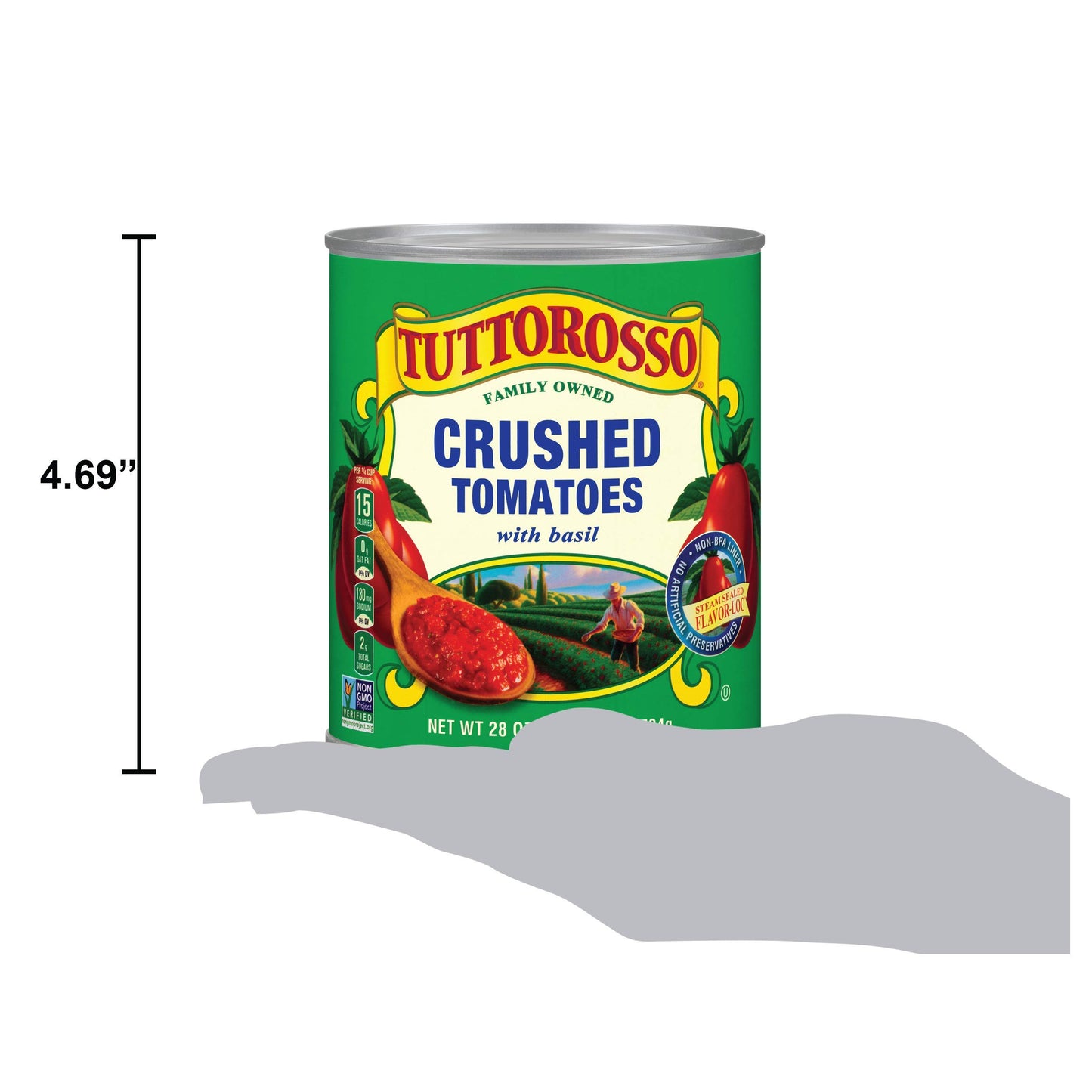 Tuttorosso Crushed Tomatoes With Basil, Gluten Free And Vegetarian Recipe, 28Oz Cans, 6-Pack