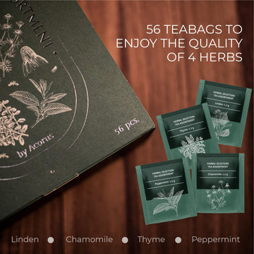 Acorus Herbal Selection Tea Set, Natural Herbal Tea Variety Pack, Assorted Tea Box, Tea Gift Set Of 4 Different Teas, Herbal Tea