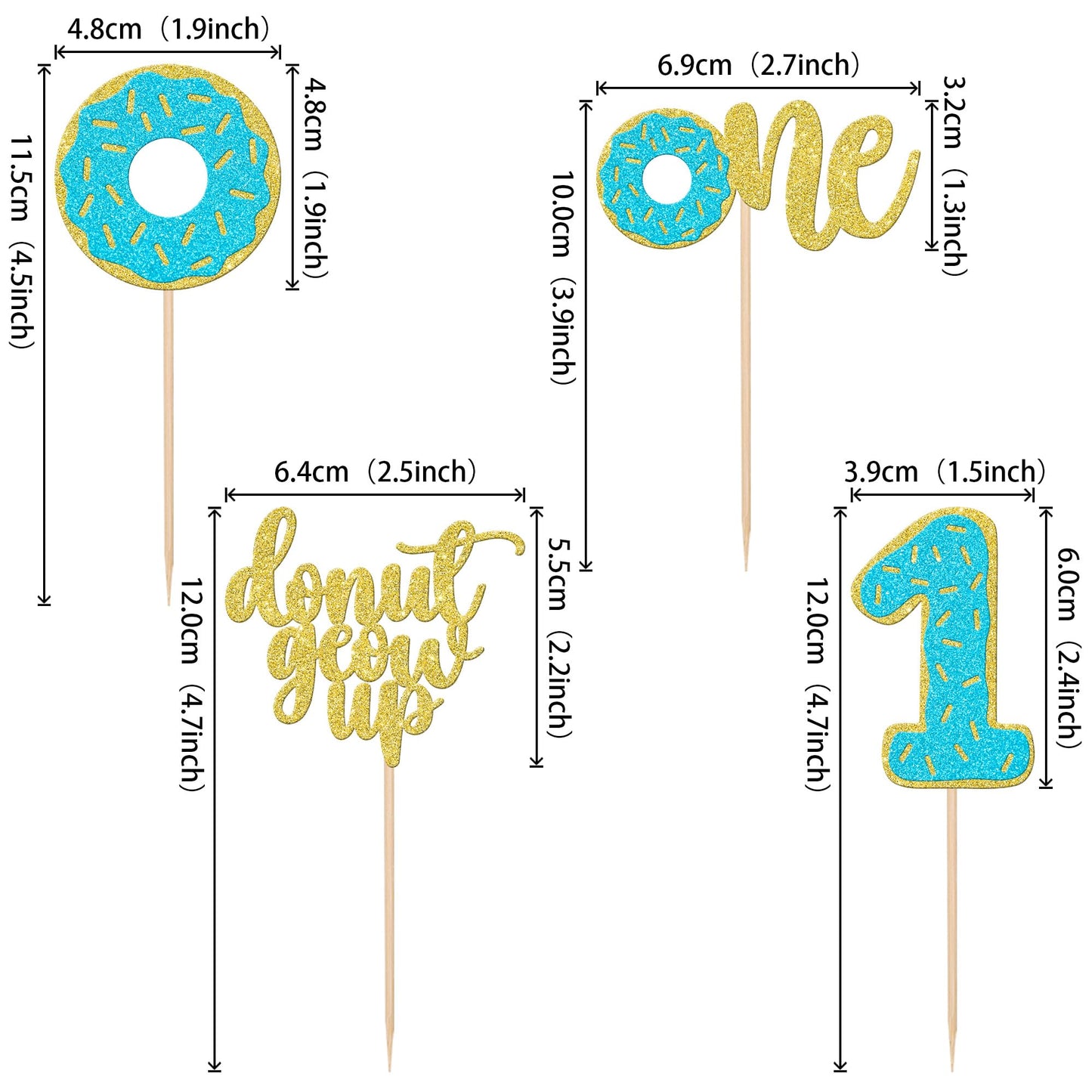 24 Pcs Donut 1St Birthday Cupcake Toppers Glitter Donut Grow Up One Cupcake Picks Donut First Birthday Party Decoration For Donu