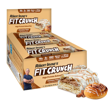 Fitcrunch Snack Size Protein Bars, Designed By Robert Irvine, 6-Layer Baked Bar, 3G Of Sugar & Soft Cake Core (9 Bars, Cinnamon