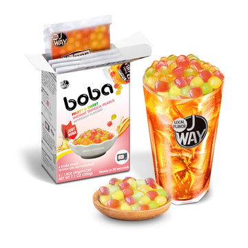 J WAY BOBA Authentic Instant Tapioca Boba Pearls for Milk Tea, Smoothies and Desserts, Tropical Fruit Flavor (Ready in Just 20 S