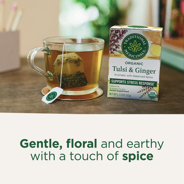 Traditional Medicinals Organic Tulsi Ginger Herbal Tea, 16 Count (Pack of 6), Natural Flavor, TBRO-Parent