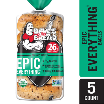 Dave'S Killer Bread Epic Everything Bagels, Organic Bagels, 26G Whole Grains Per Bagel, 5 Count