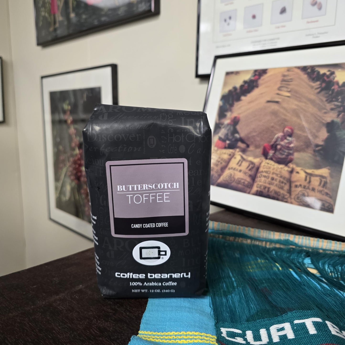 Butterscotch Toffee Flavored Coffee, Specialty Arabica Coffee, Medium Roast, 12 Ounce, Whole Bean