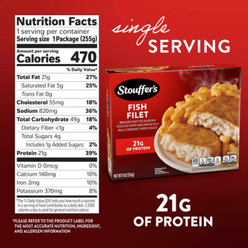 Stouffers Fish Filet, Single Serve, Frozen Fish Filet, Single Frozen Meals 9 oz