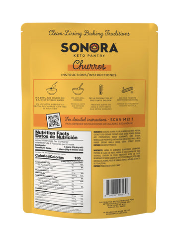 Sonora Churros Mexicanos Keto Friendly Dessert Mix | Churro Mix Kit With Piping Bag And Tip | Low Carb Almond Flour For Baking K