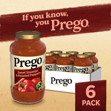 Prego Sweet Sausage And Roasted Peppers Pasta Sauce, 23.5 Oz Jar (Case Of 6)