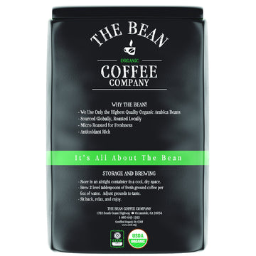 The Bean Organic Coffee Company Water Processed Decaf California Blend, Medium Roast, Whole Bean Coffee, 5-Pound Bag