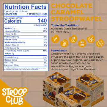 Stroop Club Chocolate Caramel Delights Cookies | Organic Waffles And Plant Based | Vegan Healthy Snacks Stroopwafels - 3 X Pack