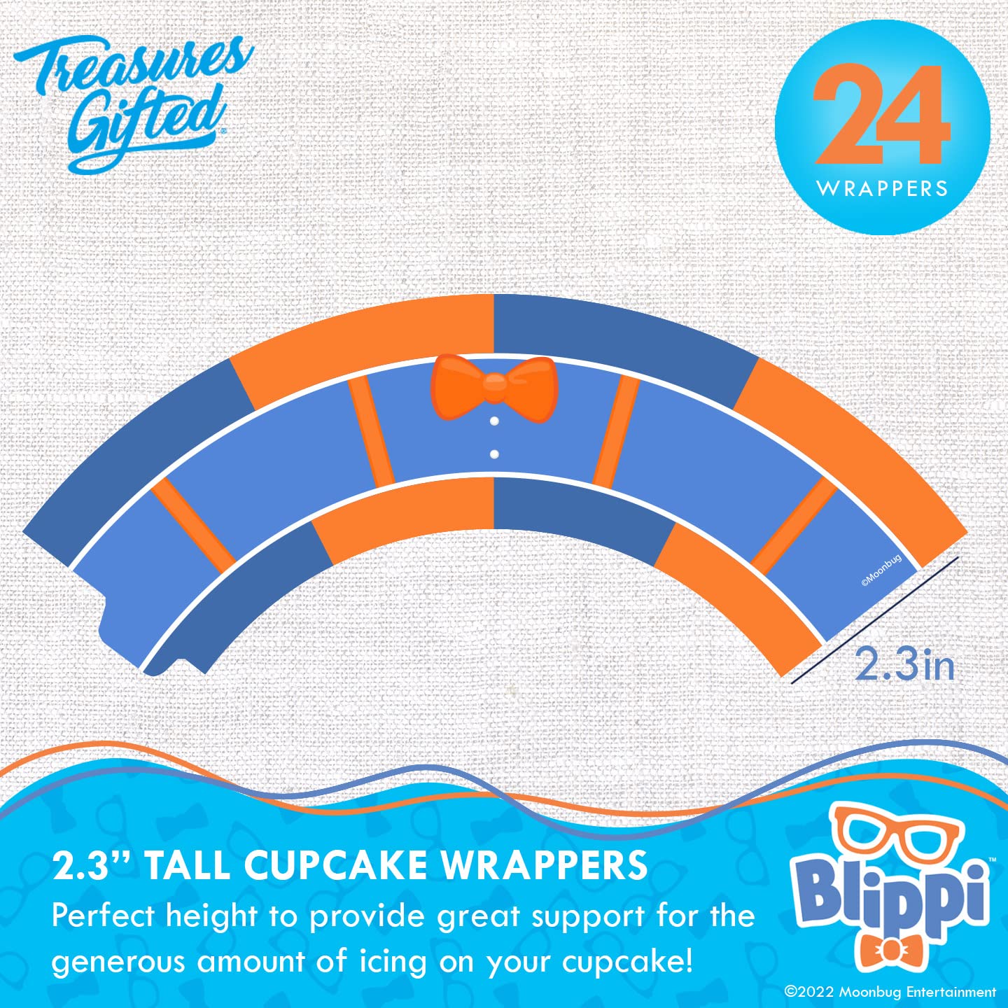 Treasures Gifted Blippi Birthday Party Supplies - Cake Topper Set with 1 Cake Topper & 24 Cupcake Toppers - Blue, Orange, Plastic