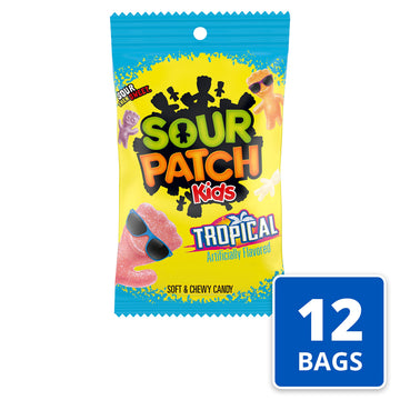 SOUR PATCH KIDS Tropical Soft & Chewy Candy, Bulk Candy, 12-8 oz Bags