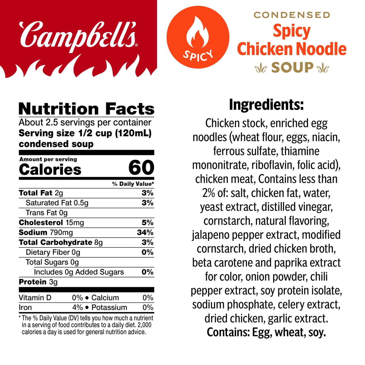 Campbells Condensed Spicy Chicken Noodle Soup, 10.5 oz Can (12 Pack)