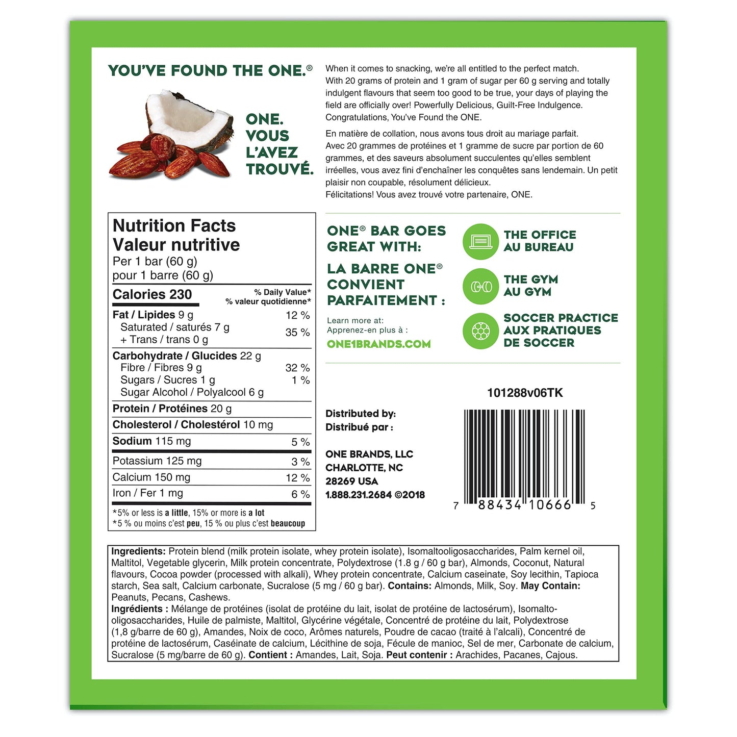 One Protein Bars, Almond Bliss, Gluten Free Protein Bars With 20G Protein And 1G Sugar, Pantry Staples, 2.12 Oz (12 Pack)