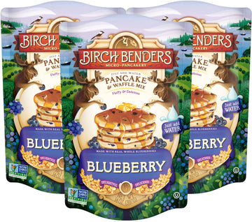Blueberry Pancake & Waffle Mix By Birch Benders, Made With Real Blueberries, Just Add Water, Non-Gmo, Just Add Water, 14 Oz (Pack Of 3)