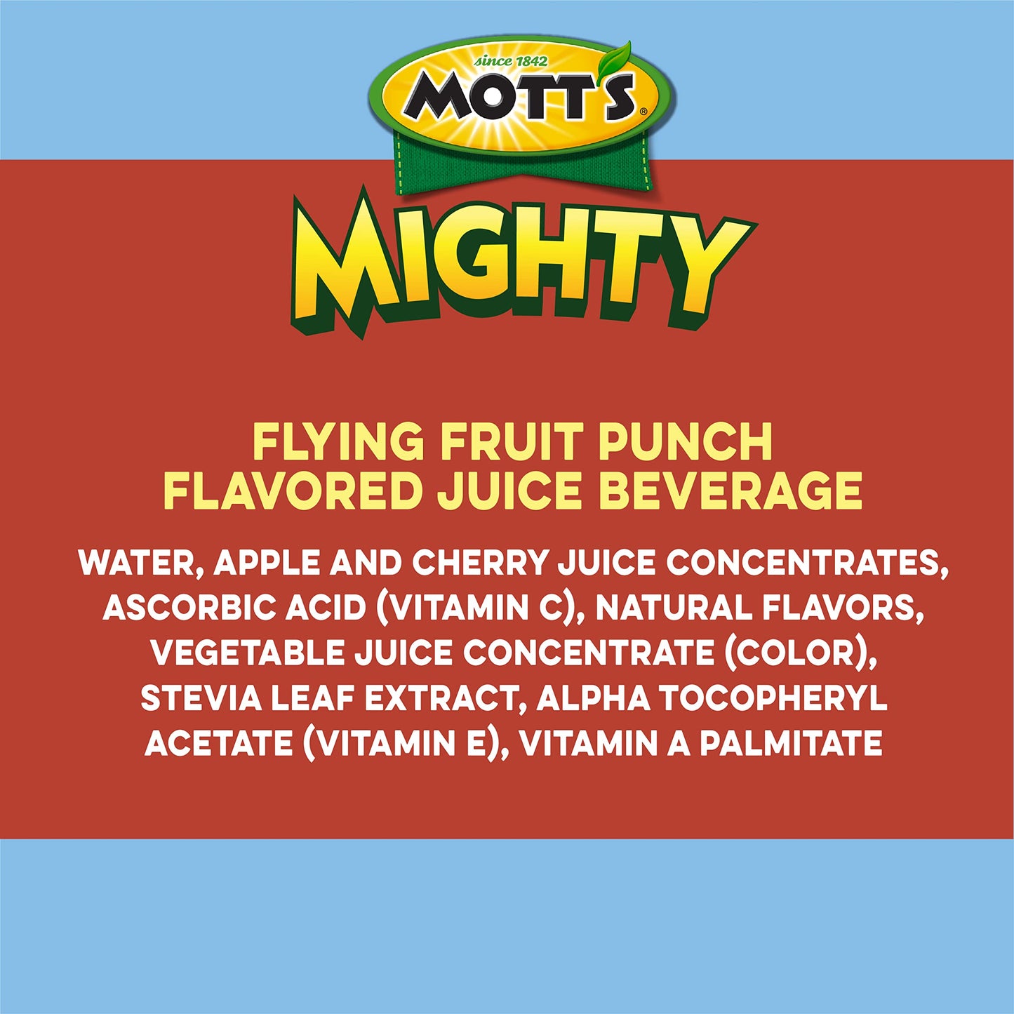 Motts Mighty Flying Fruit Punch Juice Drink, 8 Fl Oz Bottles, 24 Count, 100% Fruit Juice, No Artificial Flavors, Vitamins A, C, E