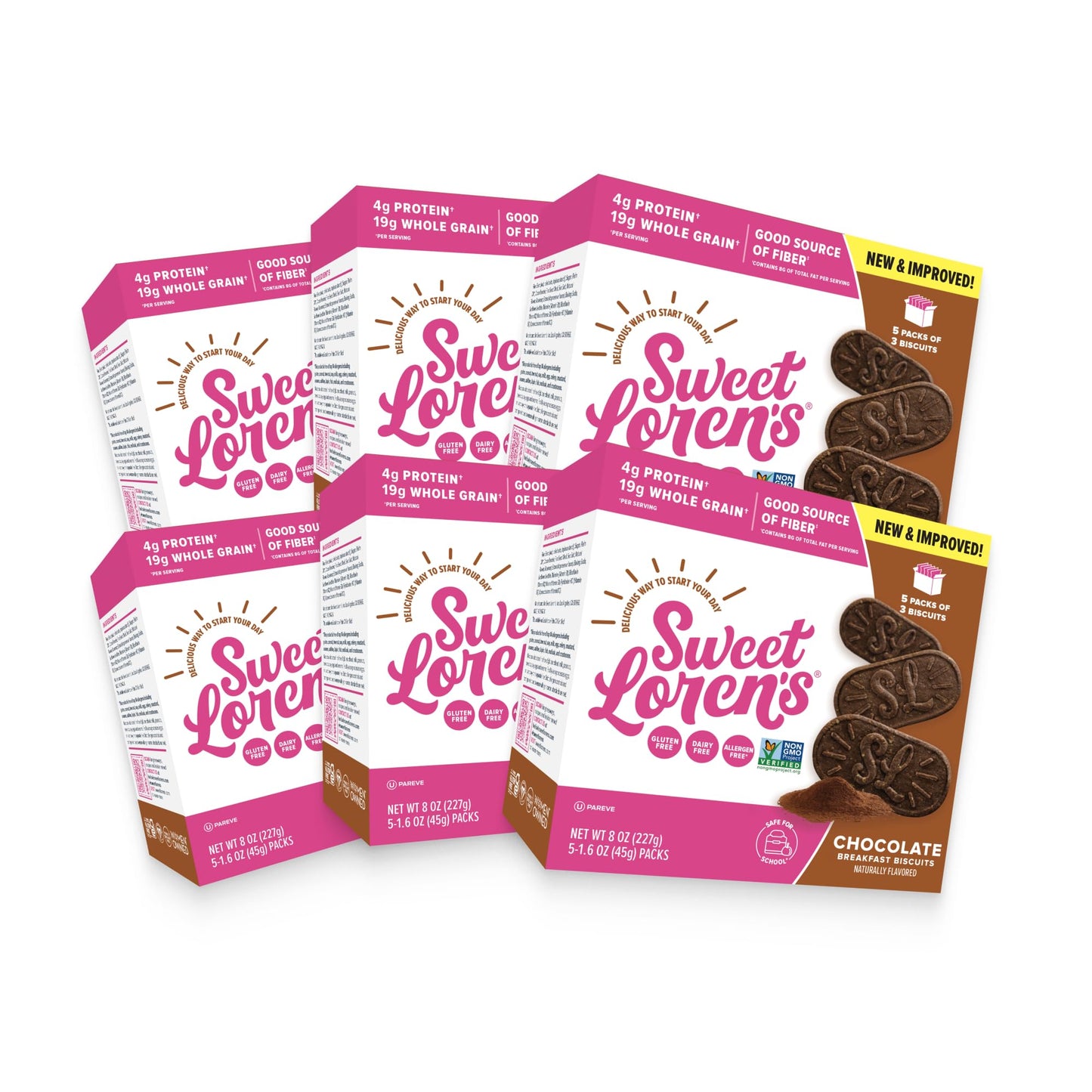 Sweet Loren s Vegan Breakfast Biscuits | Chocolate | 4g Protein, 19g Whole Grains | Plant Based, Gluten Free, Dairy Free, Nut F