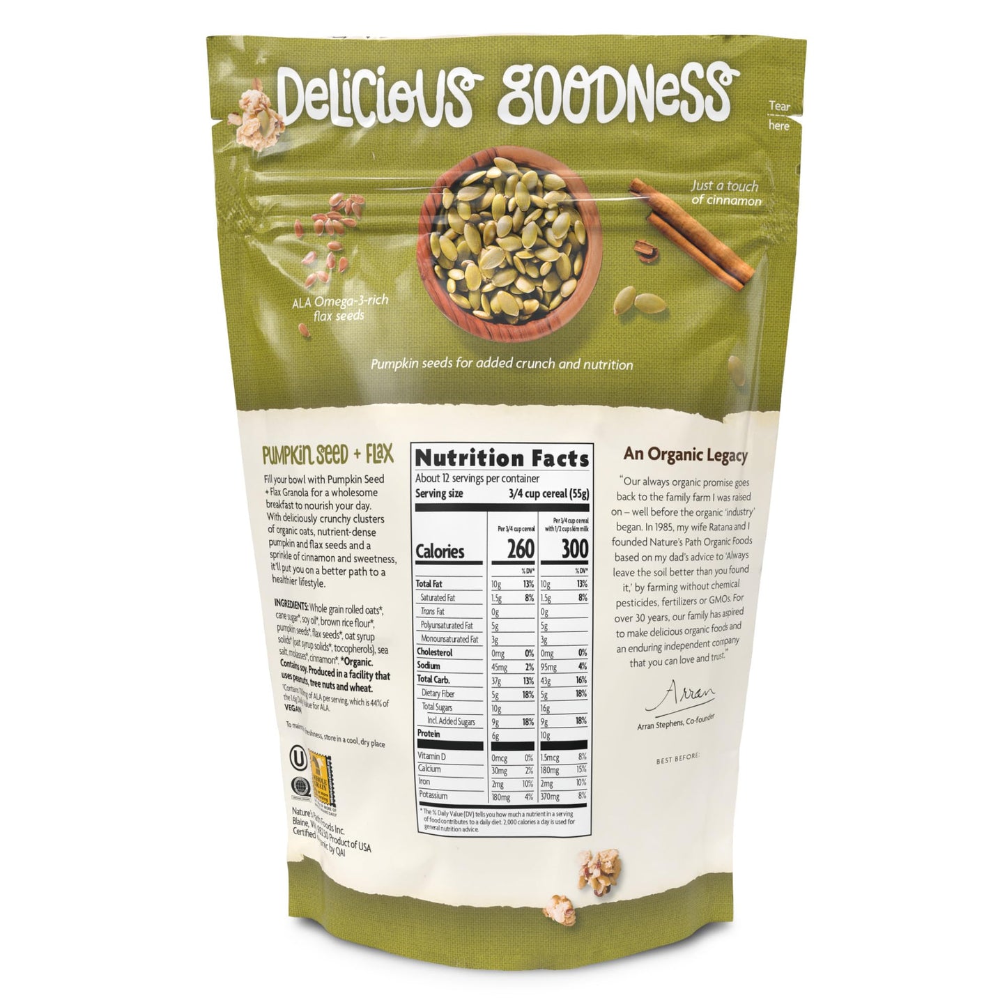 Nature'S Path Organic Pumpkin Seed + Flax Granola, 24.7 Oz (Pack Of 1), Non-Gmo