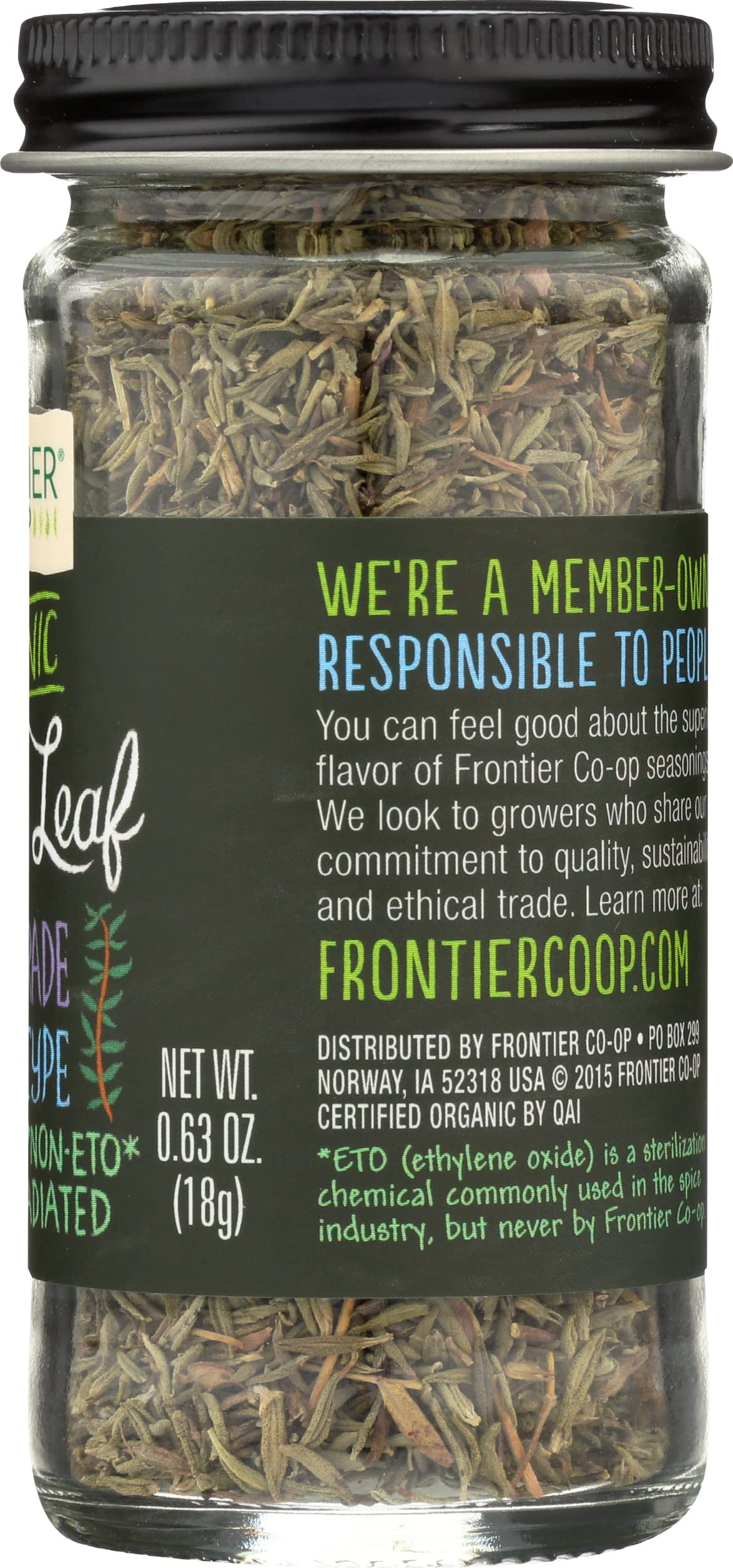 Frontier Natural Thyme Leaf Whole Organic, 0.63 ounces (Pack of 6)