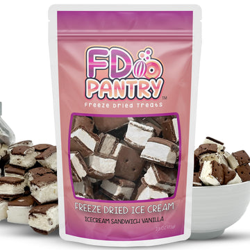Freeze Dried Ice Cream Sandwich Bites - Vanilla - Crunchy & Sweet Snack 2.5Oz Freeze-Dried Space Ice-Cream Pack Dehydrated Resea