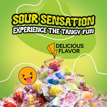 Sour Gumballs - Sour Fruit Gum - 60 Pcs Individually Wrapped Gumballs - Chewing Bubble Gum - 12 Oz Chewing Bubble Gum Balls - Co