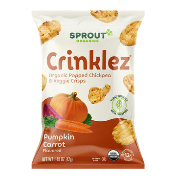 Sprout Organic Baby Food, Stage 4 Toddler Veggie Snacks, Pumpkin Carrot Crinklez, 1.48 Ounce (Pack Of 6)
