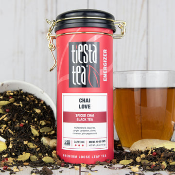 Tiesta Tea - Chai Love | Loose Leaf | Spiced Chai Black Tea | Premium Blend | High Caffeinated | Make Hot Or Iced & Brews Up To 50 Cups | 4 Ounce Refillable Tin
