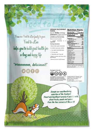 Food To Live Organic Buckwheat Kasha (Grechka, Toasted Whole Groats, Non-Gmo, Kosher, Sirtfood, Bulk) By Food To Live — 10 Pounds