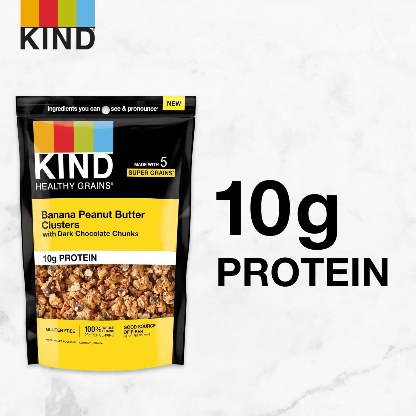 KIND HEALTHY GRAINS Granola Family Size, Healthy Snack, Banana Peanut Butter with Dark Chocolate Chunks Granola Clusters, 10g Pr