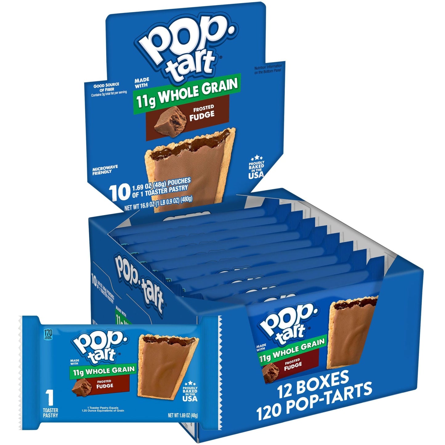 Pop-Tarts Toaster Pastries Made with Whole Grain Frosted Fudge 17.6oz (120 Count)