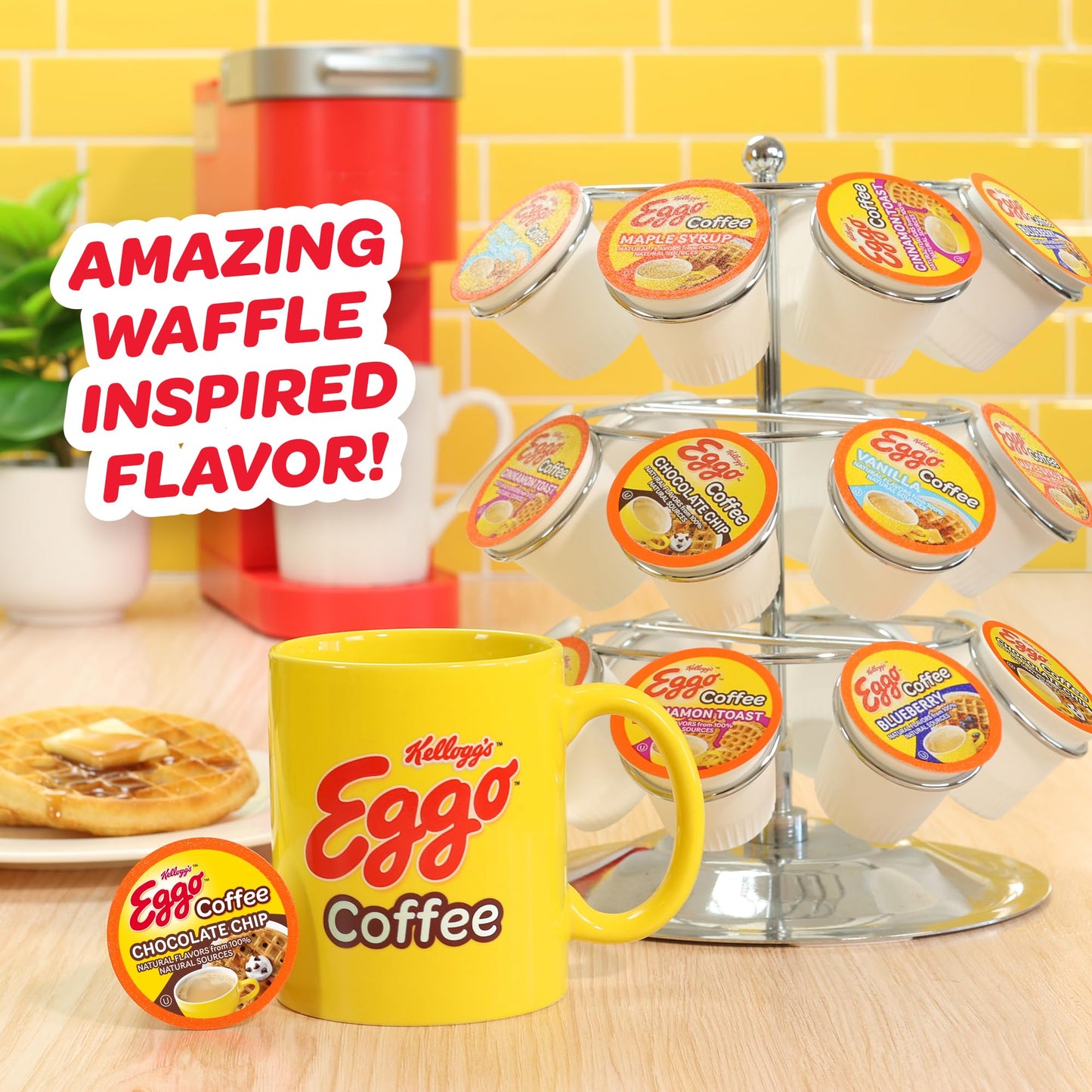 Eggo Chocolate Chip Waffle Flavored Coffee Pods for Keurig, Fair Trade Certified, 40 Count