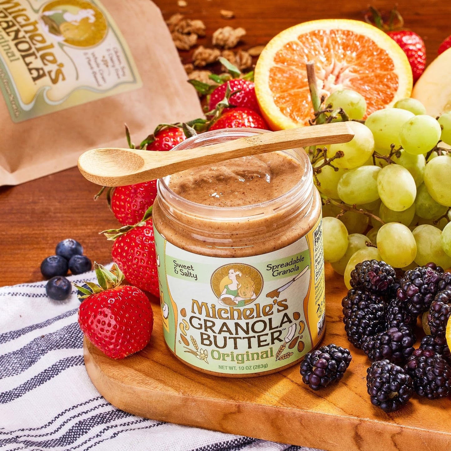 Micheles Granola Butter, Peanut-Free, No Palm Oil, Peanut Butter Alternative, 10 Oz Jar - Pack Of 2 (Original And Maple Pecan)