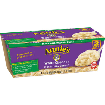 Annie'S White Cheddar Macaroni & Cheese, Microwavable Mac & Cheese, 2 Ct 4.02 Oz