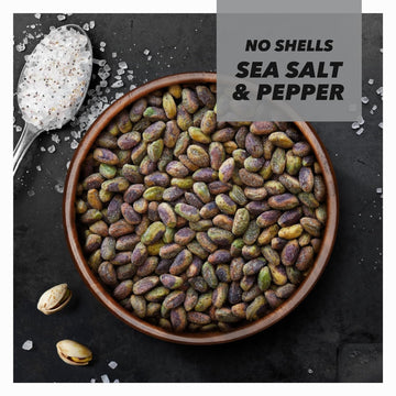 Wonderful Pistachios No Shells, Sea Salt & Pepper Flavored Nuts, 11 Ounce Resealable Bag, Protein Snacks, Gluten Free, Healthy S