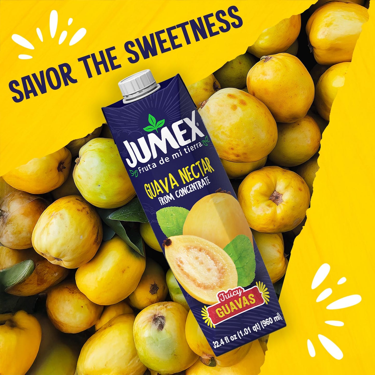 Jumex Guava Juice Nectar - Guava Nectar Made With Fresh Fruit Puree - Tropical Fruit Juice Concentrate For Smoothie Mix, Cocktail Mixers, Kids Drinks & Mexican Beverages - 32.4Oz, 1 Pack Carton