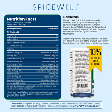 Spicewell New Salt | Himalayan Pink Salt Infused With 21 Plant-Based Vitamins & Minerals, 30% Lower Sodium Than Table Salt, Heal