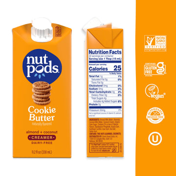 nutpods Cookie Butter Non Dairy Coffee Creamer, Sweetened with Organic Cane Sugar, Made from Almonds and Coconuts, Gluten Free,