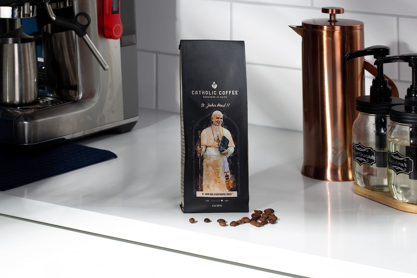 St. John Paul Ii Peruvian Dark Roast Catholic Coffee (Ground) 12 Ounces - Small-Batch Craft Coffee, Gift For Catholic Faithful & Coffee Lovers