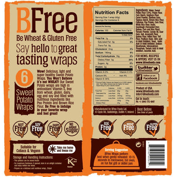 Bfree Gluten Free Wheat Free Wrap Tortillas Sweet Potato Vegan Dairy Free (Pack Of 2)