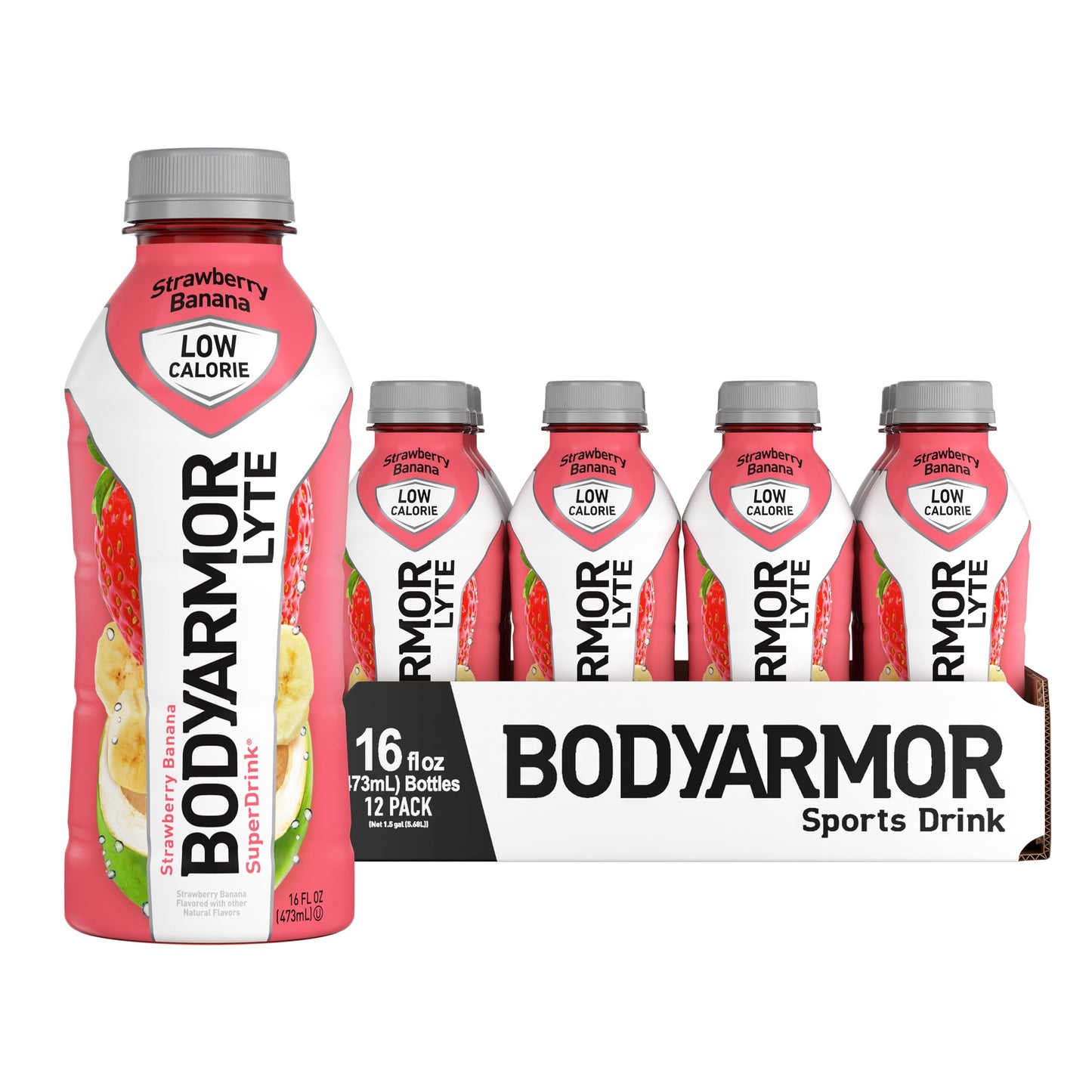 Bodyarmor Lyte Sports Drink Low-Calorie Sports Beverage, Strawberry Banana, Natural Flavors With Vitamins, Potassium-Packed Electrolytes, Perfect For Athletes, 16 Fl Oz (Pack Of 12)