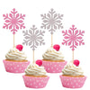 30 Pcs Snowflake Cupcake Toppers Glitter Winter Frozen Snowflake Cupcake Picks For Winter Wonderland Baby Shower Birthday Christ