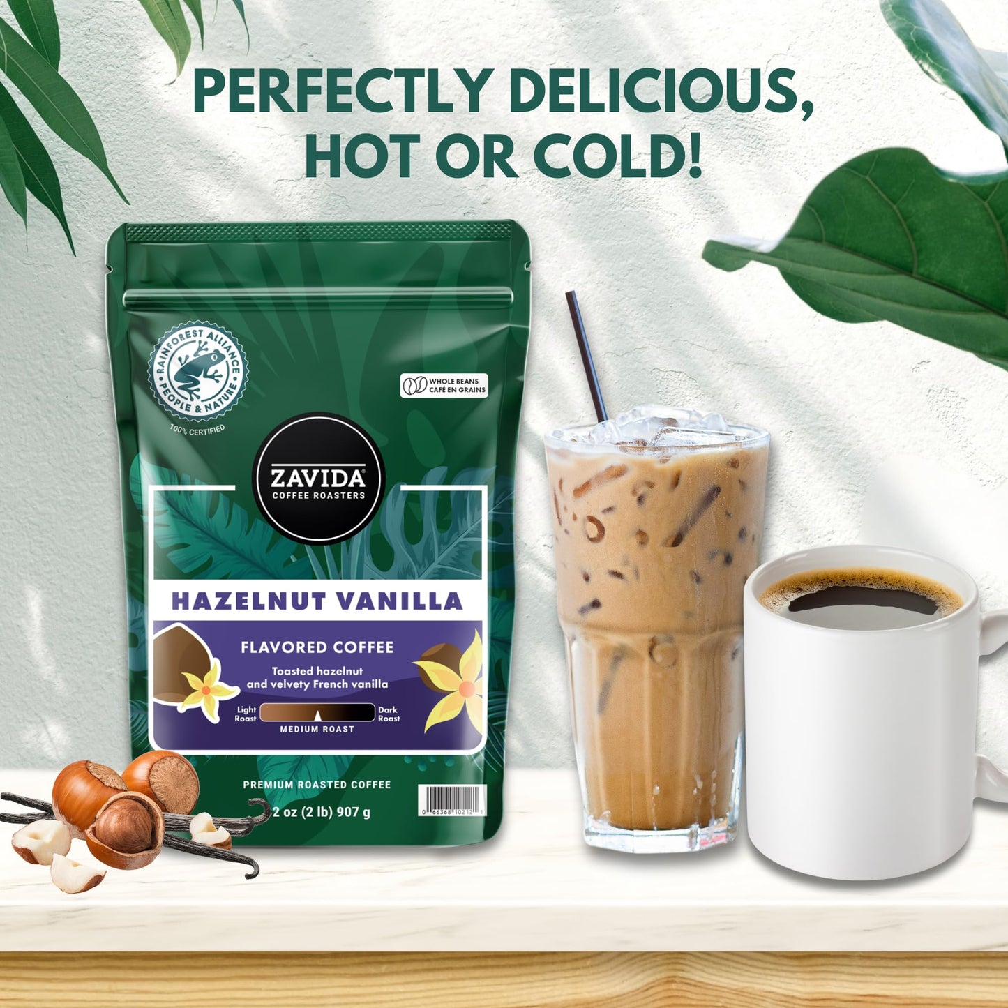 Zavida Hazelnut Vanilla Whole Bean (32 Oz), 32 Ounce, 2 Pound (Pack Of 1)