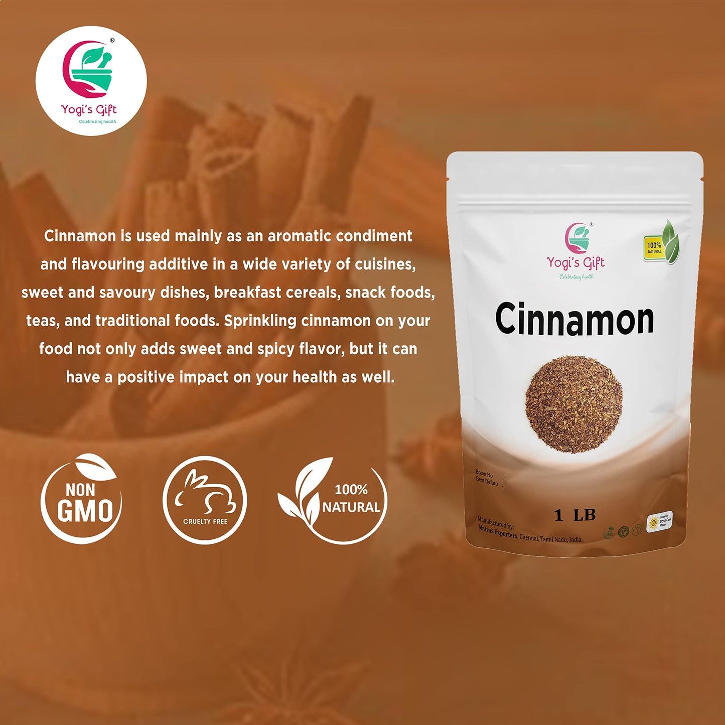 Crushed Cinnamon Bark 1 Lb | Bulk Cinnamon Stick Pieces/Chips For Tea, Cooking | Rich Aroma And Great Flavour | Premium Grade Ci