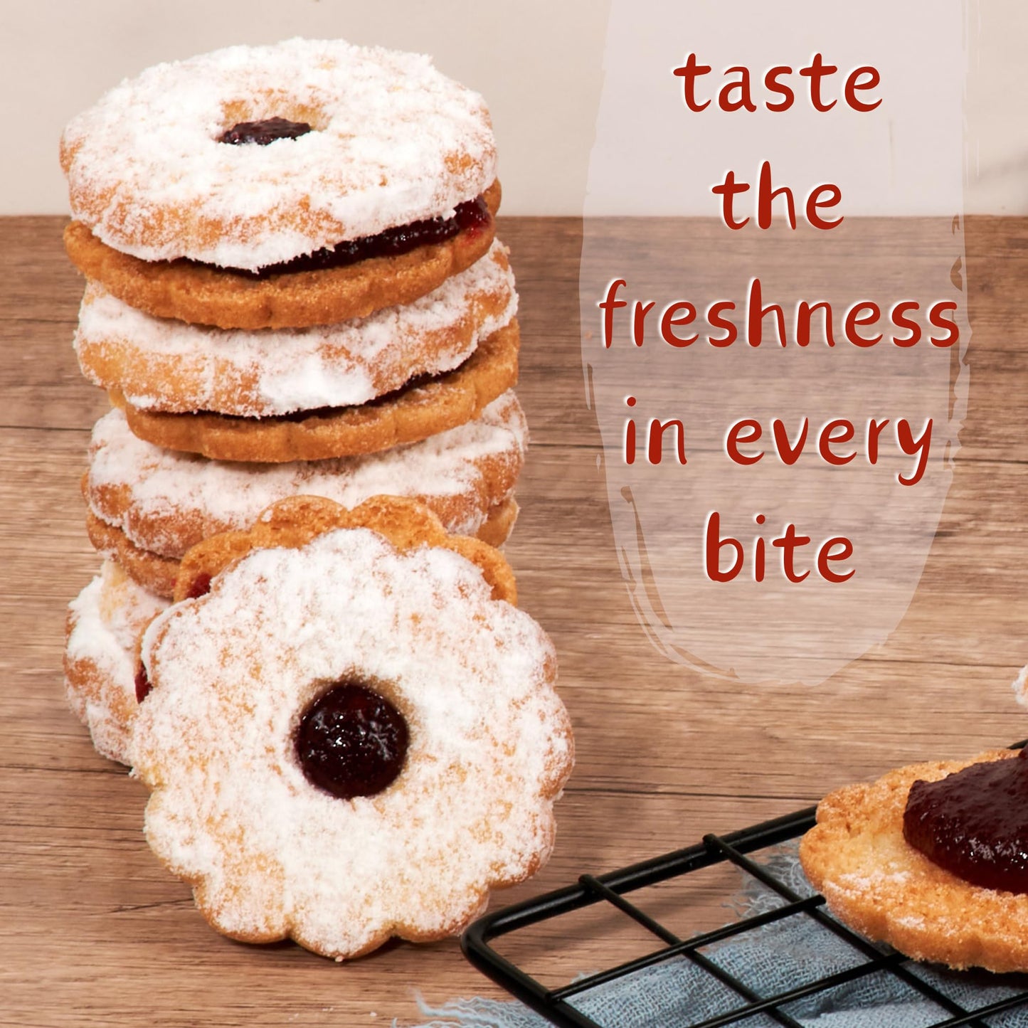 Linzer Tart Cookies | 10 Individually Wrapped Shortbread Cookies | Fresh & Delicious Italian Cookies | Linzer Tortes | Jelly Fil