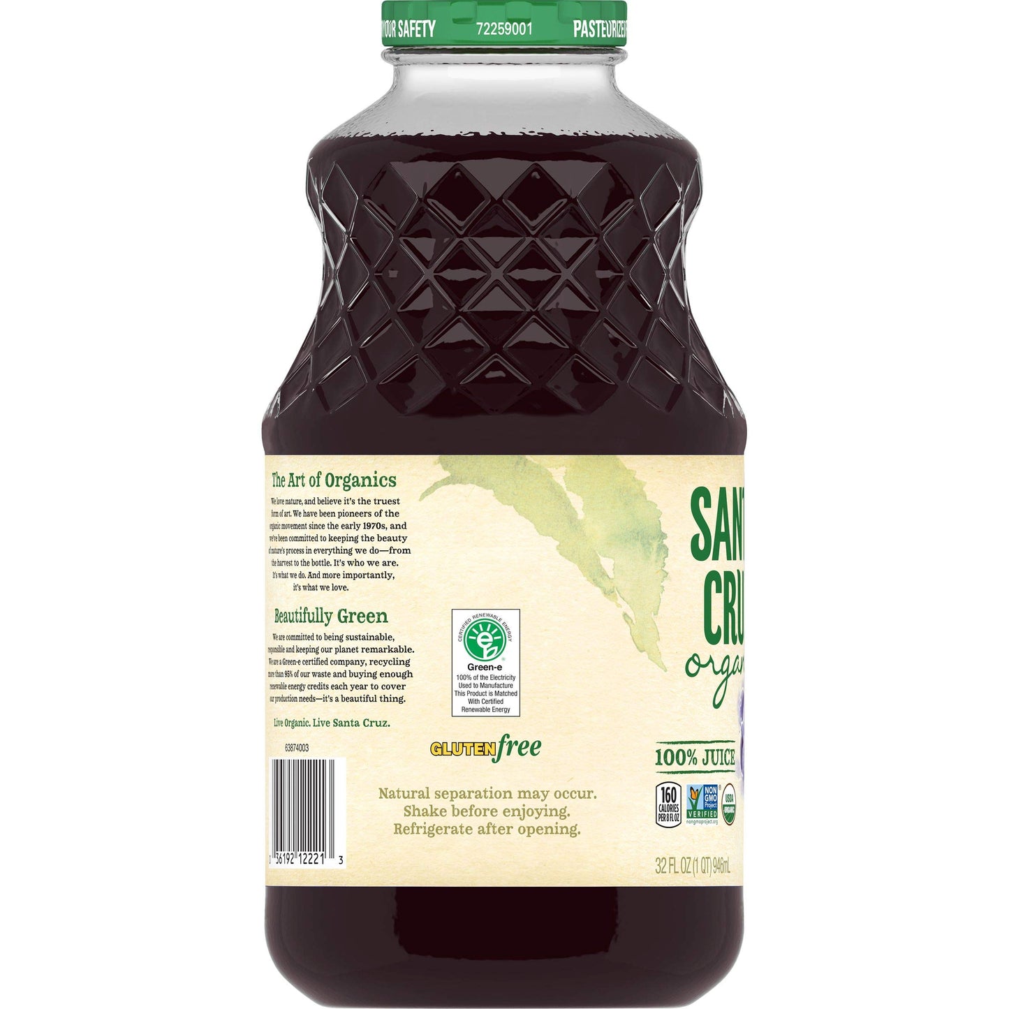 Santa Cruz Organic Concord Grape Juice, 32 Ounce -- 12 per case.