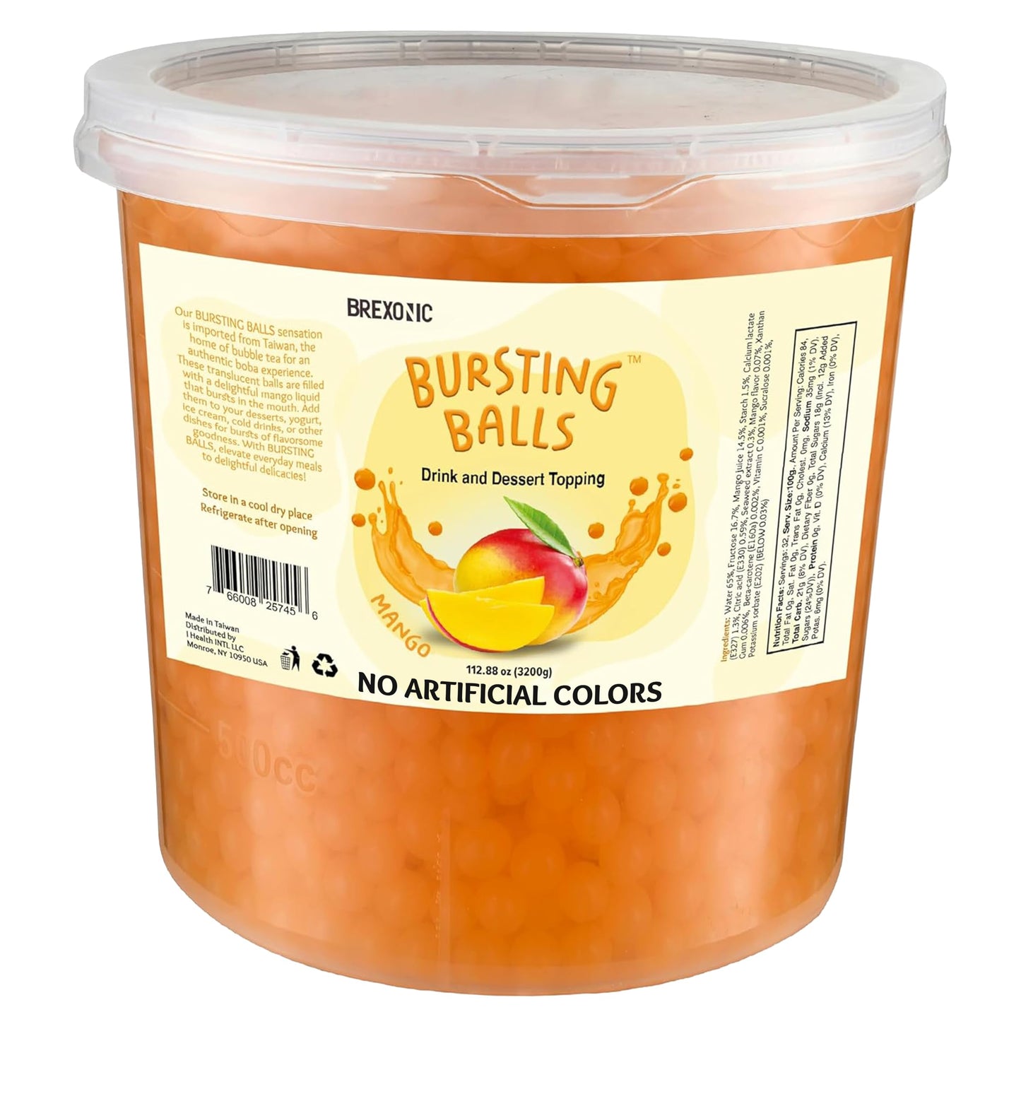 Mango Boba Pearls Mango Popping Bursting Boba Bubble Tapioca Pearls For Bubble Tea, No Artificial Colors (7 LB 1 Pack)