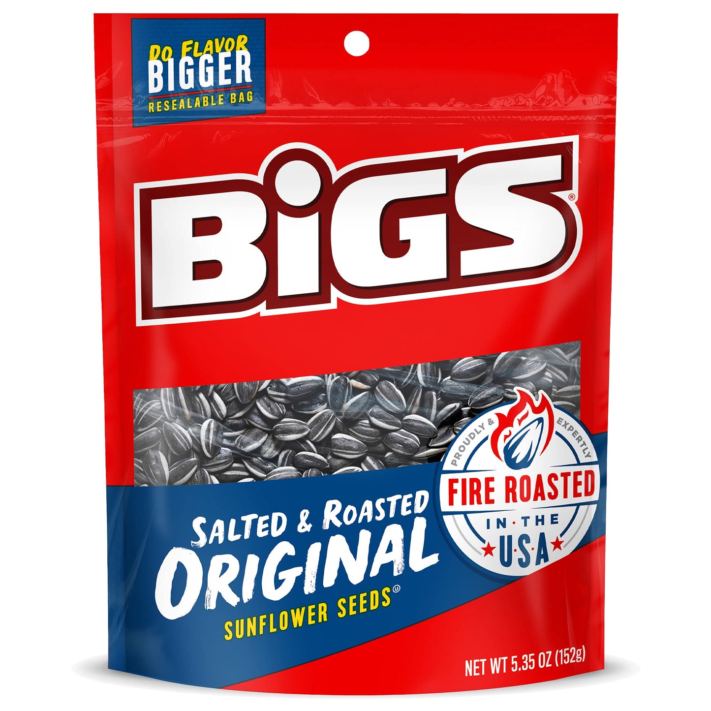 Bigs Salted & Roasted Original Sunflower Seeds, Keto Friendly Snack, 5.35-Oz. Bag (Pack Of 12)