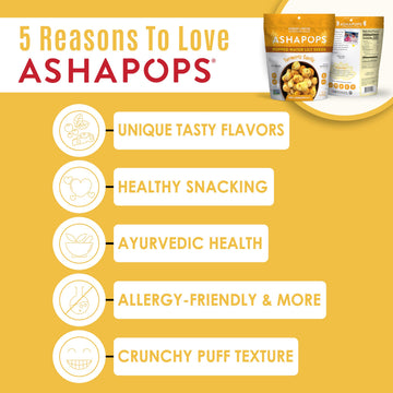 AshaPops Turmeric Garlic Flavored Popped Water Lily Seeds, 1 oz (Pack of 6) - Gluten-Free, Vegan, Paleo, Nut-Free, Corn-Free, So