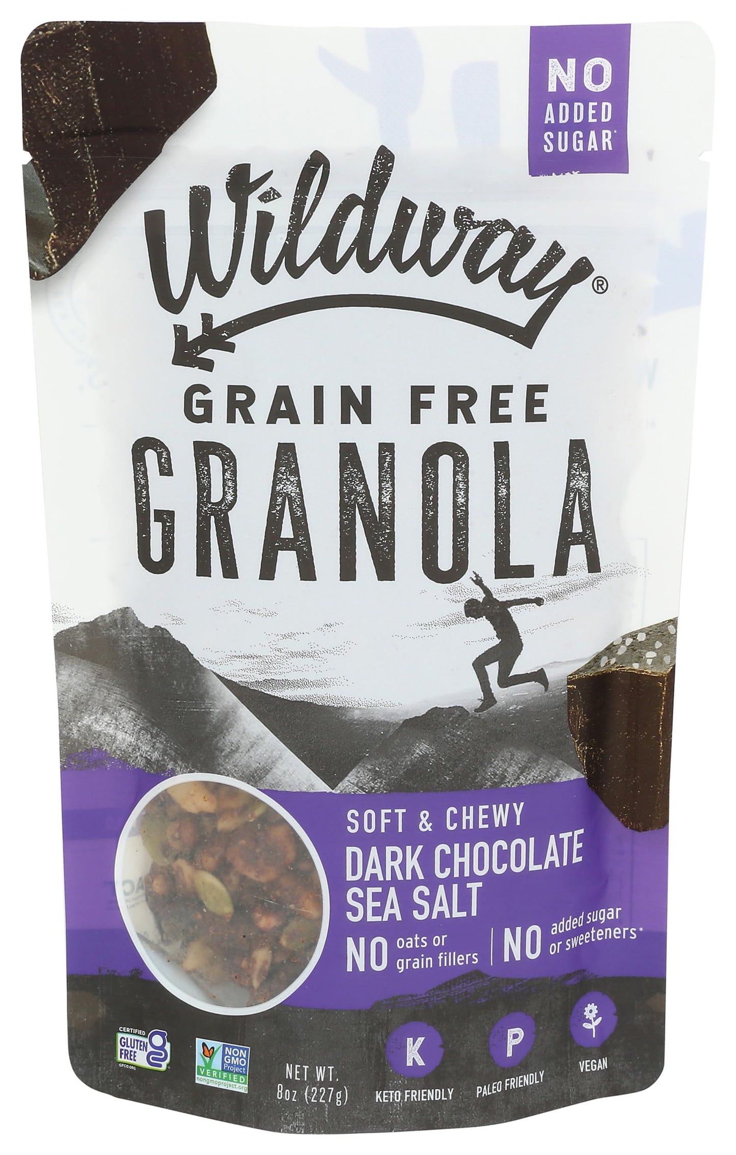 Wildway Keto Granola | Dark Chocolate Sea Salt | Grain-Free Certified Gluten-Free Cereal | Vegan, Low Carb | No Sugar Added | Pa