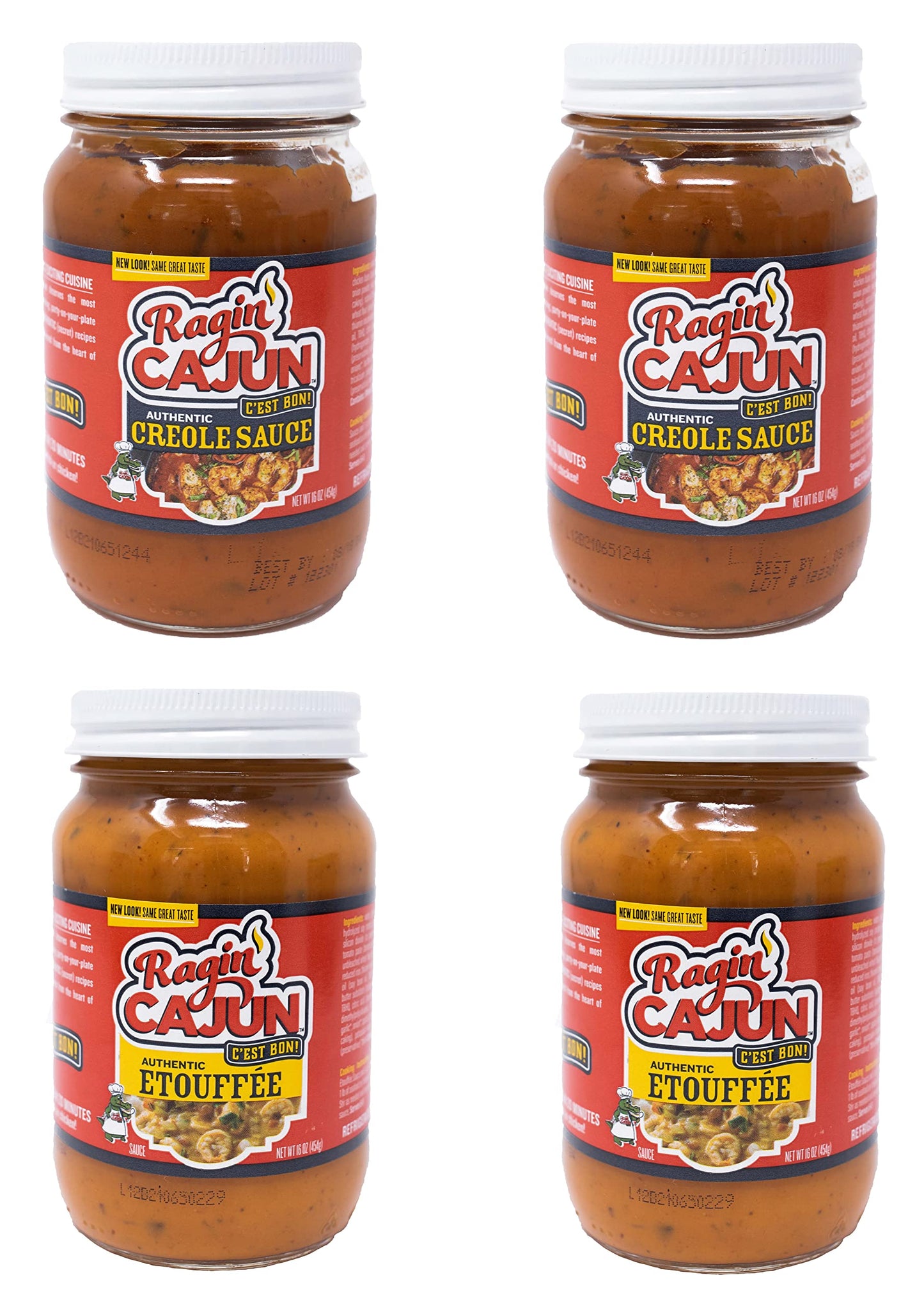 Etouff e Sauce (2) & Creole Sauce (2) Fully Cooked Sauces Variety Pack 16 oz Ragin Cajun